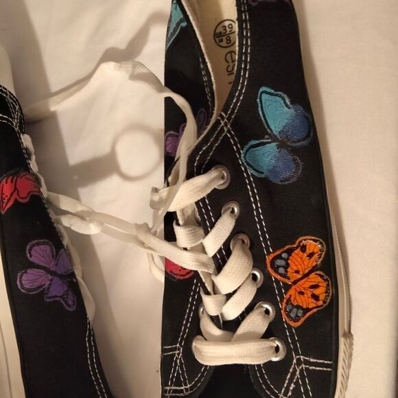 L Esmara black size 8 Multi color butterfly design patterns with cushion NWT - Picture 4 of 8